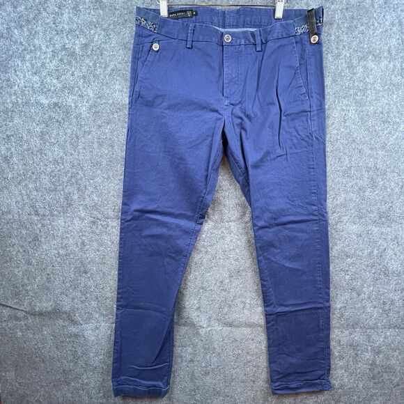 Rare Rabbit Gentleman Pants Mens 34 Blue Skinny Chino Golf Business Career - Picture 1 of 10